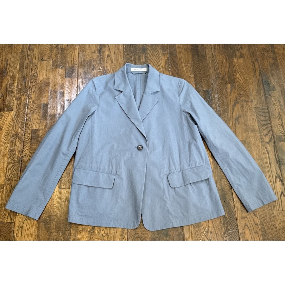 Lis Lareida Women Blue Cotton Single Button Blazer Jacket Size 38 EU 6 US